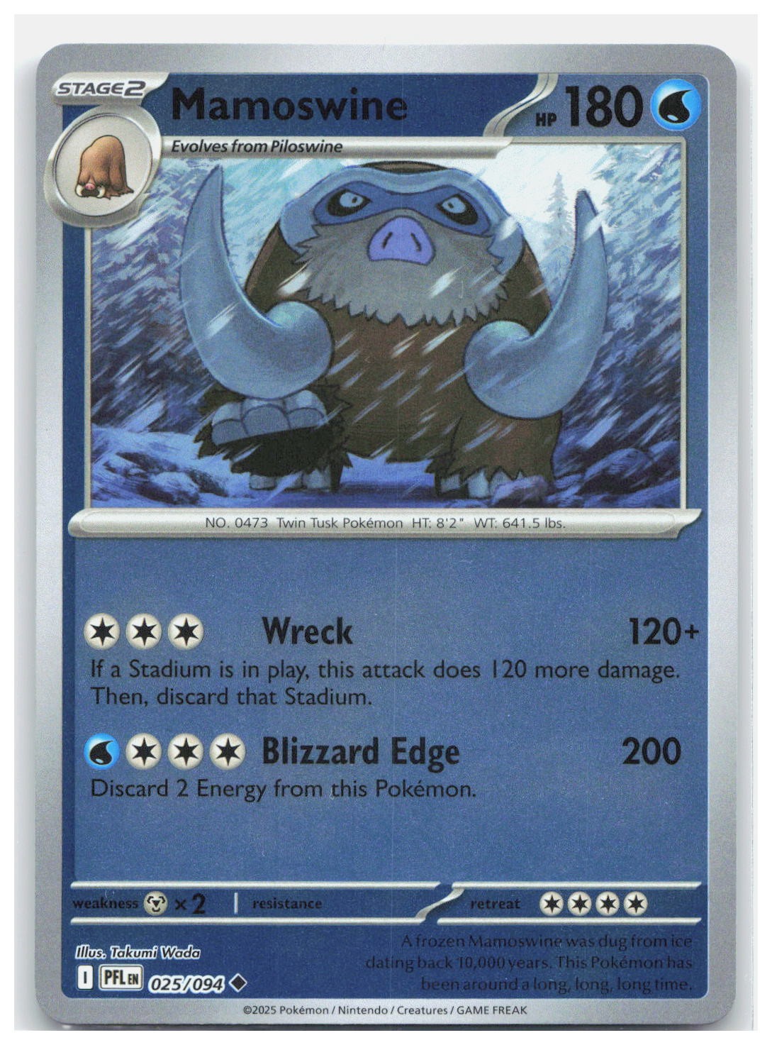 Reverse Holo Mamoswine Uncommon ME02: Phantasmal Flames 025/094 NM