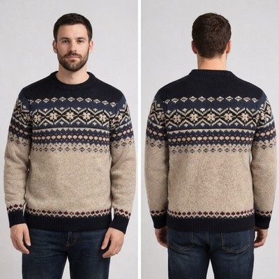 Vintage Disney Mickey's Ski Lodge Wool Sweater XL Fair Isle Nordic V-Neck