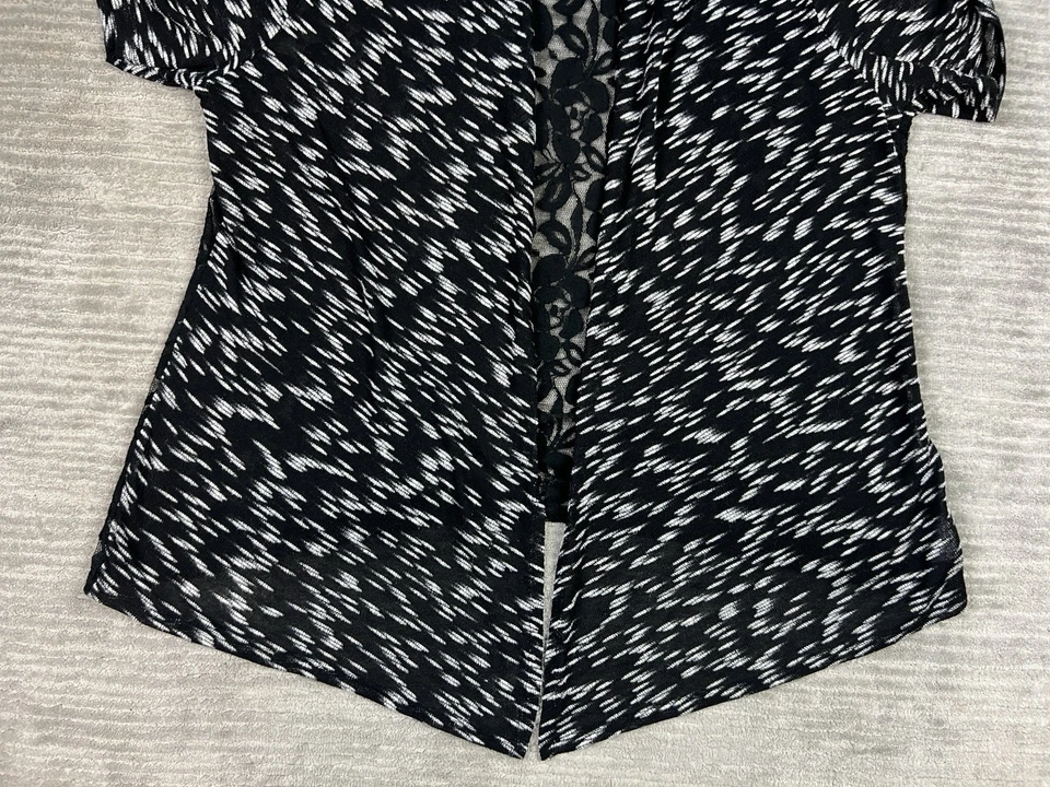 Heart Soul Plus Top 女式 2X 黑色蕾丝开襟短袖掸子 — 第 3/4 张图片