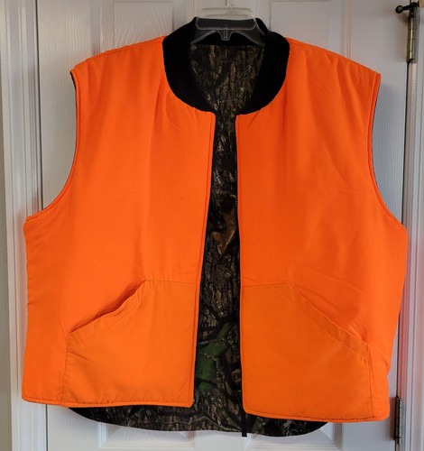 Vintage Cabelas Mossy Oak Break Up Hunting Vest Reversable Camo Orange 2XL - Picture 3 of 4