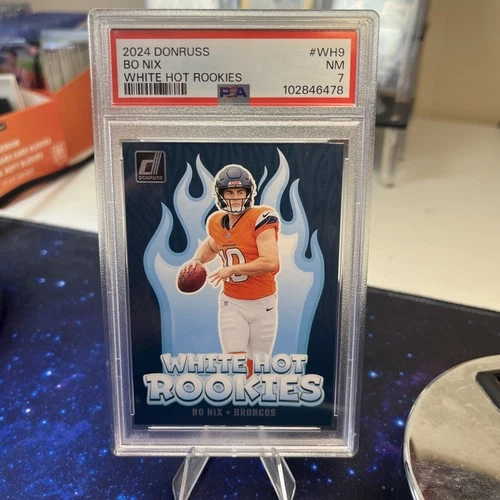 2024 Donruss Football Bo Nix White Hot Rookies RC - PSA 7 Denver Broncos RC
