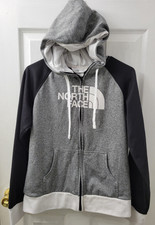 The North Face Women's Medium Hoodie Sweatshirt Full Zip Black/Gray/White EUC