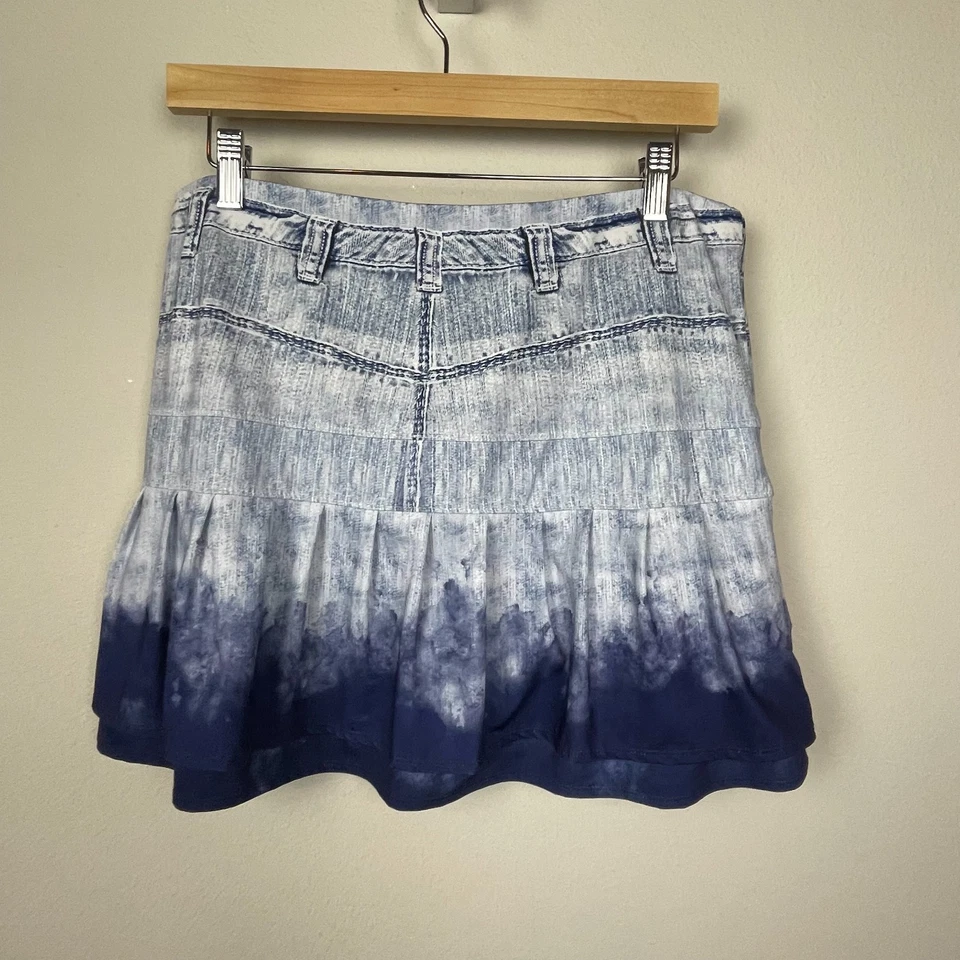 Lucky In Love XL Denim-Look Tiered Skort Skirt Tenniscore Athleisure - Image 3 of 4