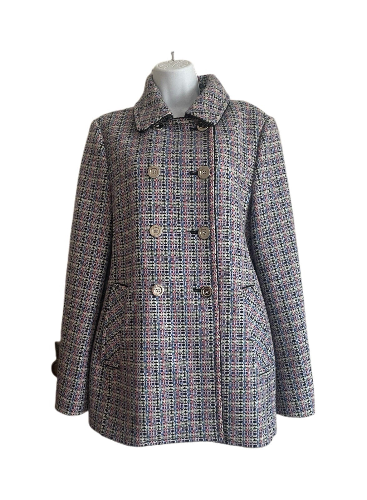 Coach Double-Breasted Multi-Colored Spring Tweed … - image 1