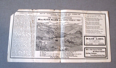 1880'S THE MAIN LINE- RAILROAD & TELEGRAPH- THEATRE PLAYBILL- PROGRAM-EPHEMERA