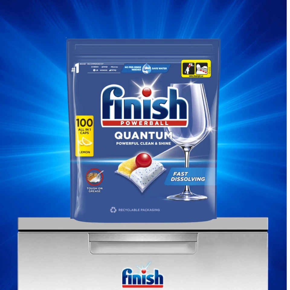 Finish Quantum Lemon 100 Tabs 1040g Geschirrspültabs Spülmaschinenreiniger - Bild 2 von 4