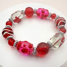 Vintage Y2K Silver Tone Beaded Polka Dot Bracelet Women's Classic Jewelry