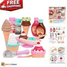 21-Piece Sweet Treats Ice Cream Set - Realistic Toy Food for Pretend Play