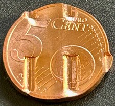 5 Cent Euro M&uuml;nze mit Pr&auml;gefehler amtlich entwertet selten