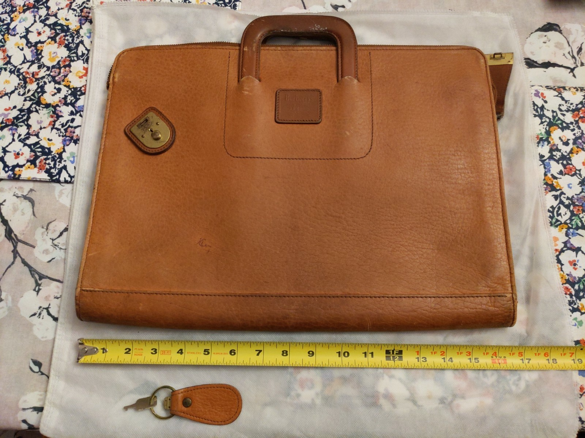 VINTAGE BURBERRY LEATHER BRIEFCASE WORKING LOCK WITH ORIGINAL KEY