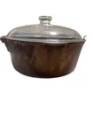 Vintage Wagner Ware Cast Iron 5Qt Dutch Oven With Orig Glass Lid Made in the USA
