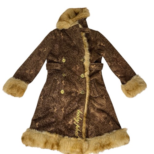 Baby Phat Vintage Coat Jacket Brown Fur Womens Mob Wife Penny Lane Y2K - Picture 5 of 19
