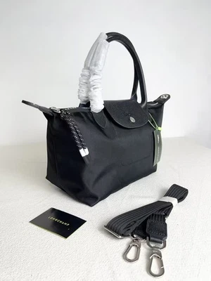 VIP-17x14x10cm Tote Bag in Black Color Long Handle Genuine Leather Handle