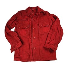 VTG Boy Scouts America Wool Shirt Jacket Mens 38 Red BSA Official Shacket Thick