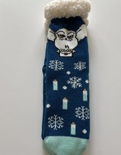 Harry Potter Adult One Size Blue Hedwig Owl Gryffindor Sherpa Lined Socks NWT