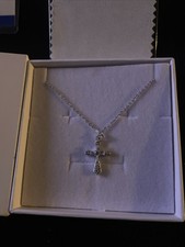 Moissanite “16in Mini Cross Necklace” 925 Sterling Sliverb 1.5CT