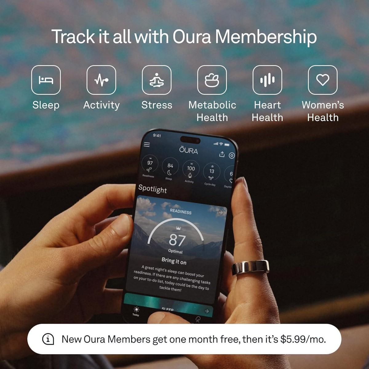 OURA Ring 4 | Size 10 | Brushed Silver Bluetooth | JZ90-54217-10