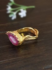 Handmade Big Tiger Eye Ring: Oval Sterling Silver, Thailand Handmade jewelry