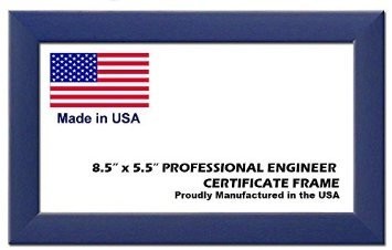 Professional Engineer License Certificate Wood Frame - 8.5 x 5.5 inches - Blue W