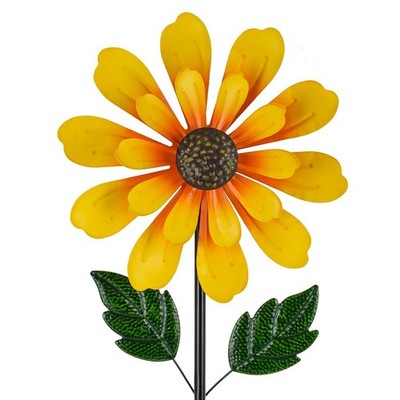 Sunflower Wind Spinners Outdoor, 13 Inch Dia Metal Wind Spinner with Stake, K...
