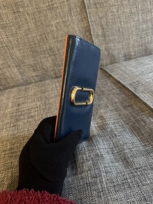 Marc Jacobs Leder Geldbörse Marineblau Orange