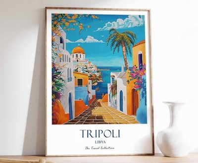 9_Tripoli Druck, Tripolis Reiseposter, Nahost Reisedruck, islamisches Dekor,