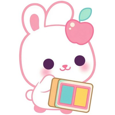 7x stickers Kawaii rabbit white car sticker 9x9cm motif mix rabbit animal cute set