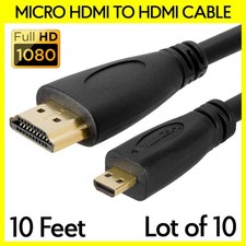 10 Pack Micro HDMI Cable Mini HDMI to HDMI Cable 10FT Cord for Tablet Camera TV