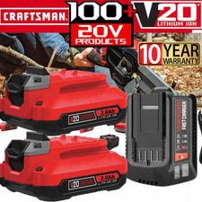 2PACK 20V For Craftsman V20 20 Volt MAX Li-ion Battery CMCB204 CMCB202  Charger