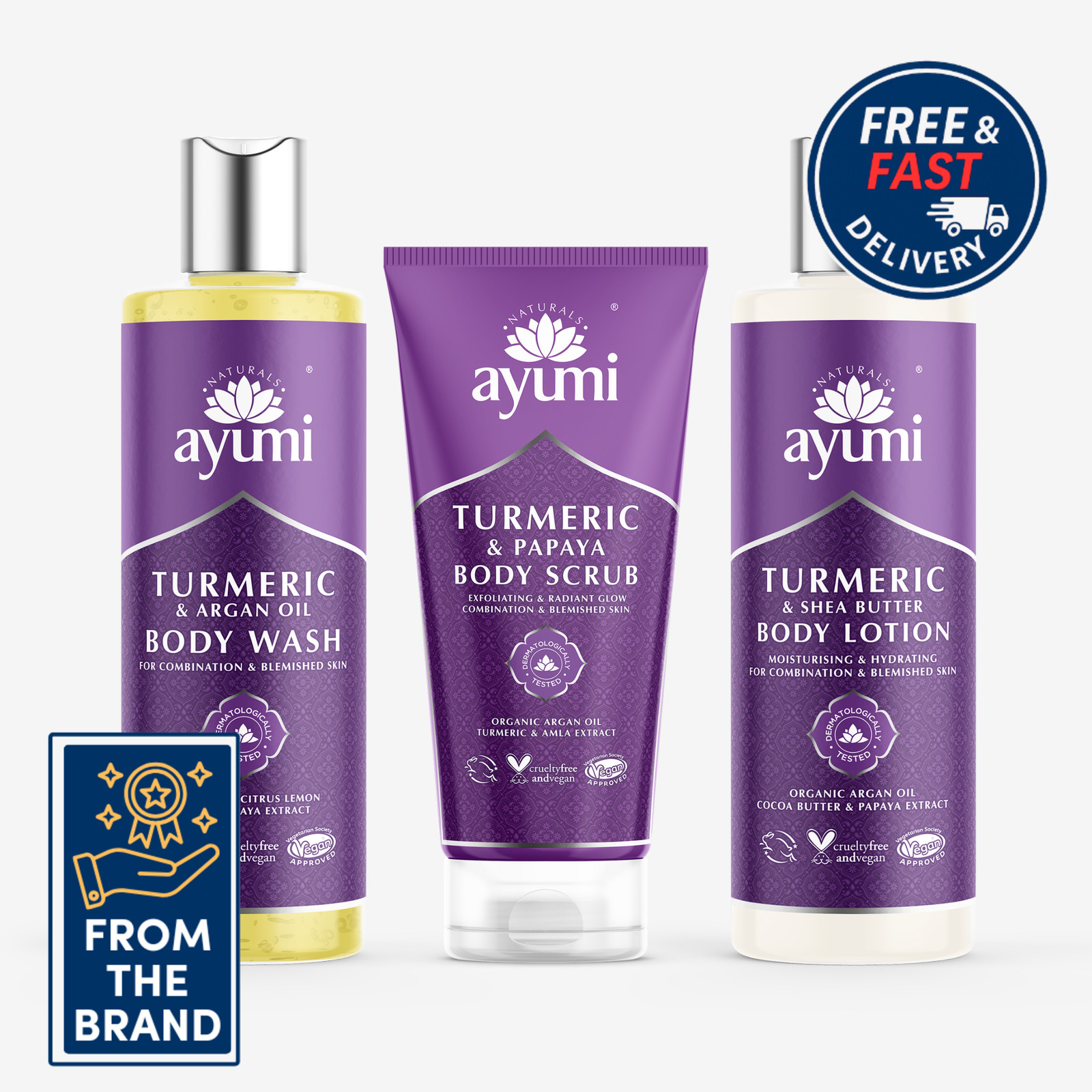 Ayumi Body Glow Trio | Cleanse + Scrub + Moisturise | Bundle