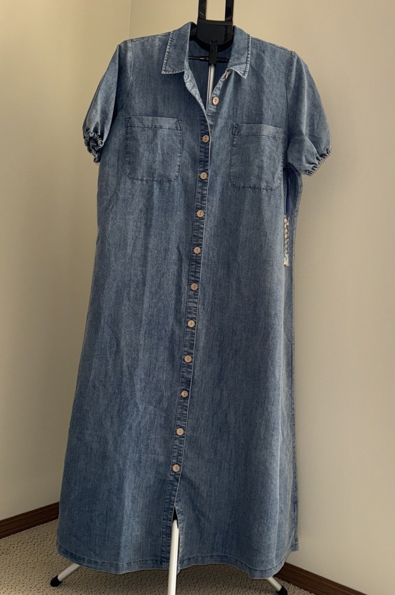 denim maxi shirt dress uk Buy Women's Dresses Maxi Denim Long Sleeve Online