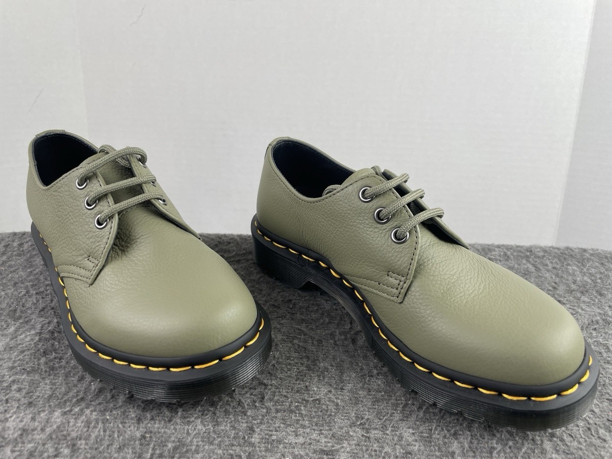 Dr. Martens 1461 Khaki Green Leather Oxford Shoes Women's Size 6