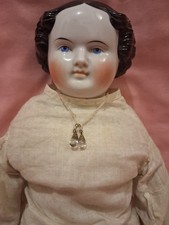 20" Antique German China Head Doll In Layers Of Antique Whites Cloth Body