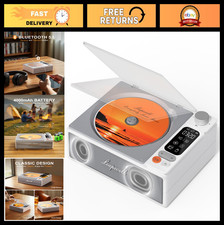Portable Bluetooth CD Player with Speakers, Rechargeable Retro Design, LCD Scree
