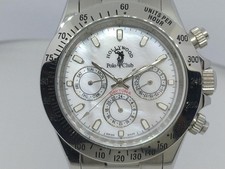 Reloj Polo Sports Club Automático Día Fecha Hecho en Suiza 43,5 mm 197 mm Raro Funcionando