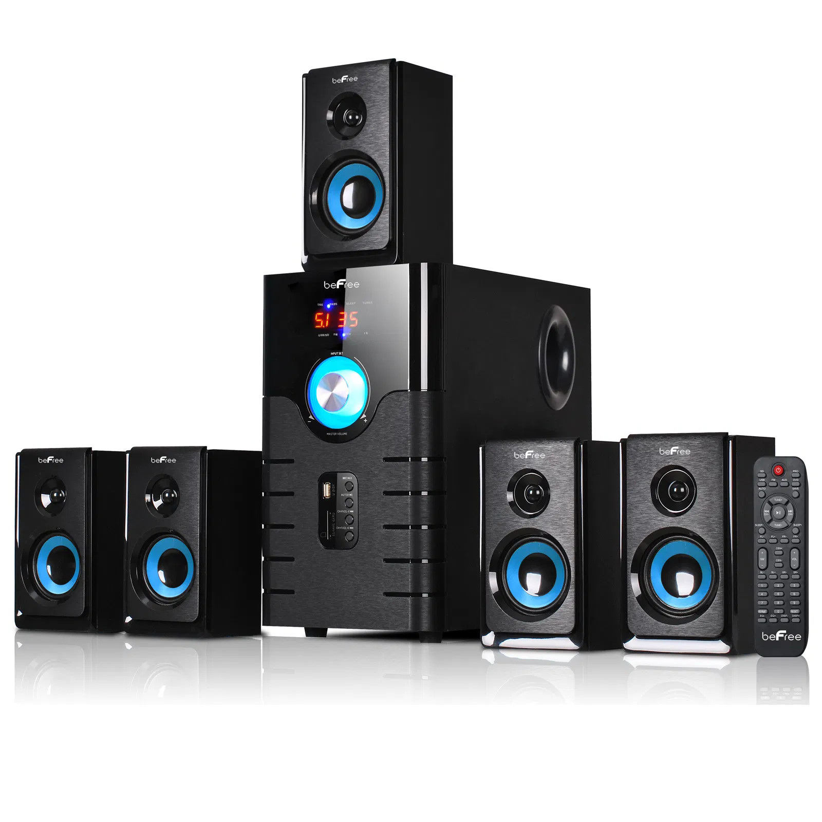 5.1 Channel Bluetooth Surround Sound Speaker System In Blue