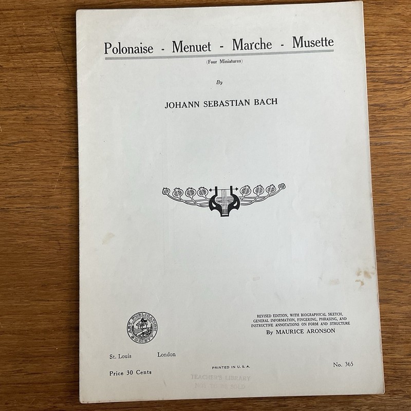Polonaise~Menuet~Marche~Musette~Bach~300 Series~#365~Art Publication Society