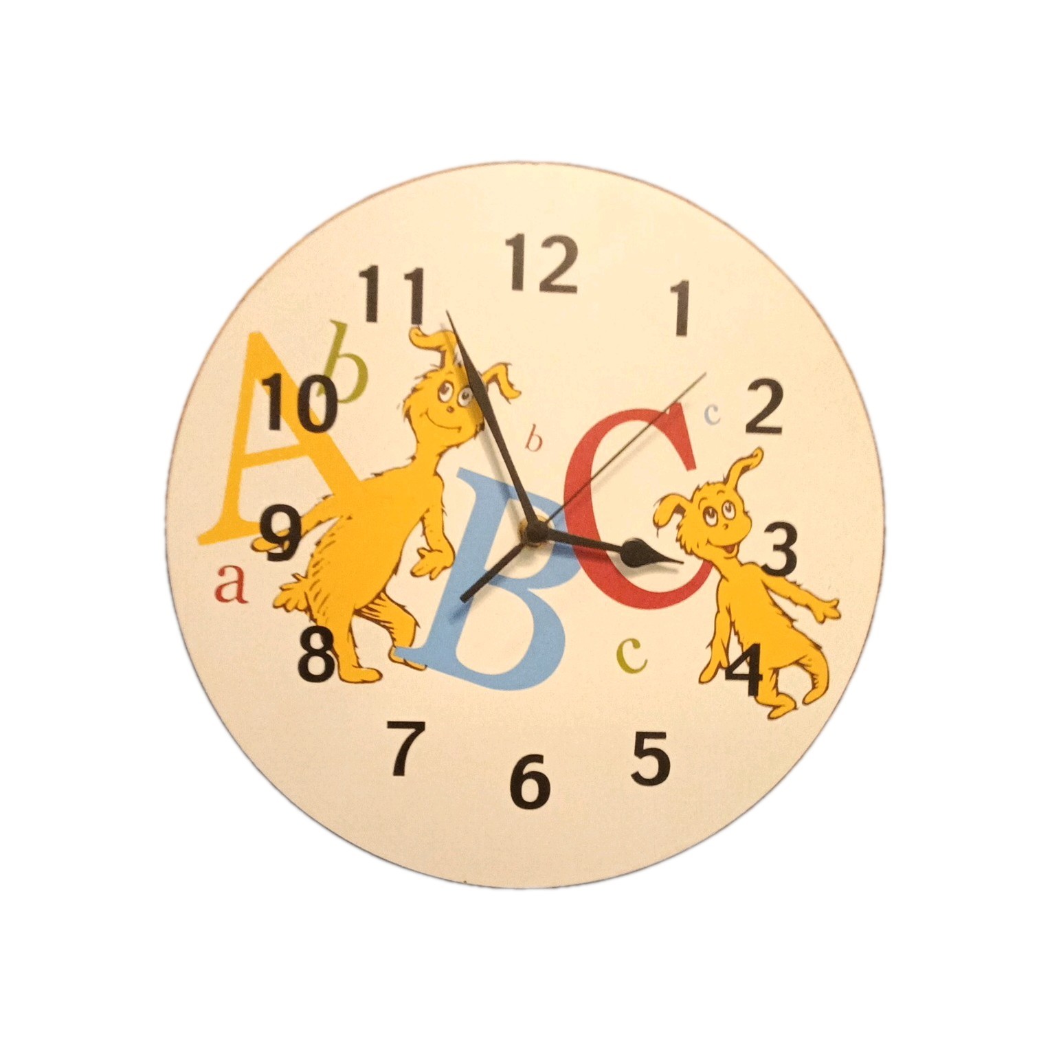 Trend Lab Dr Suess ABC Wooden Wall Clock Vintage Works Great Condition 12"