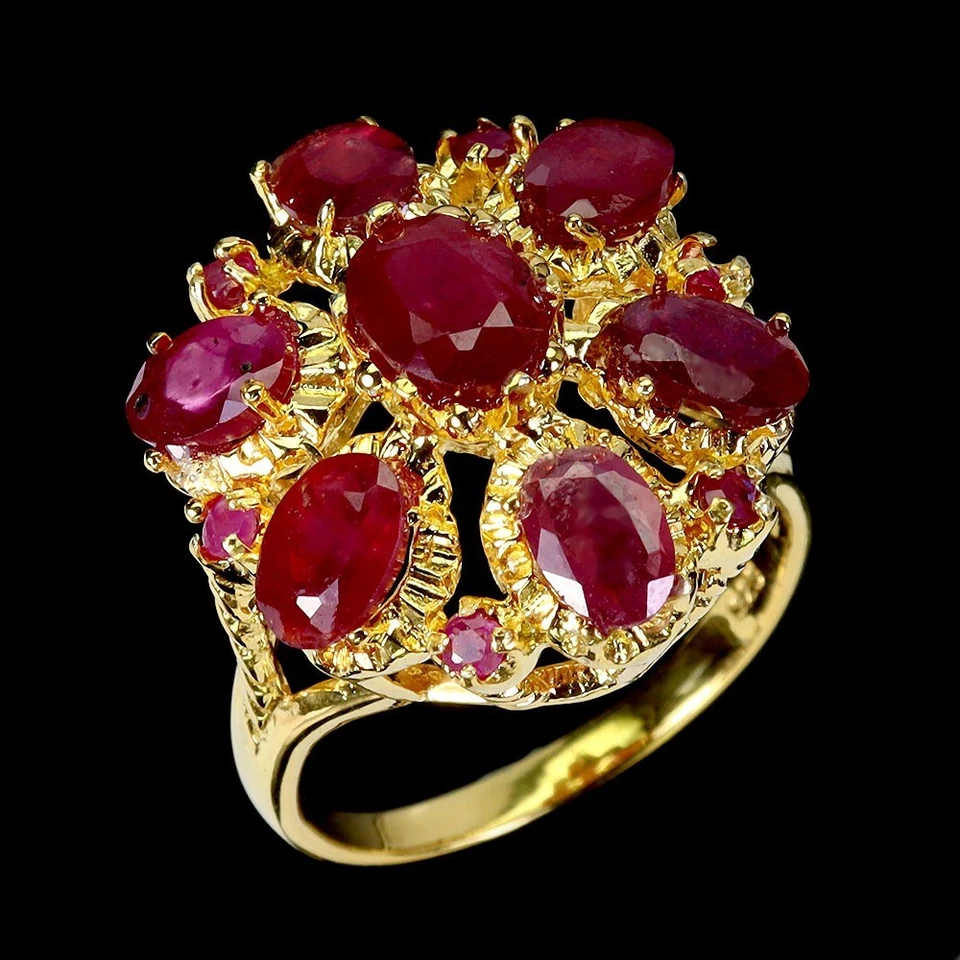 Anello in argento sterling 925 rubino ovale 7x5 mm gemma naturale gioiello... - Immagine 2 di 4