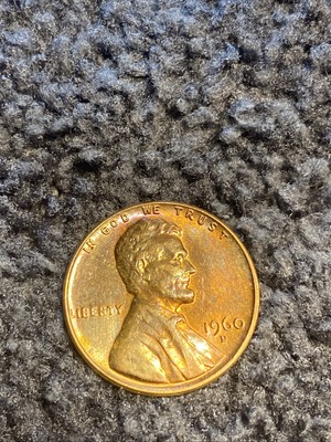 1960 D Lincoln Error Penny/ Double Rim/ Off Center Strike/ LG Date Obverse 