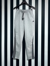 Image of 🩶 Adidas Boys Grey Black Stripe Tracksuit Bottoms Joggers Trackies Pants 13-14