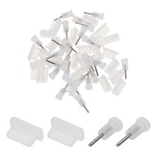 25pcs USB Type C Charging Port Plugs Caps with 25pcs Earphone Jack Pin, Clear
