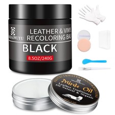 SHADAIWUYU 8.5oz Leather Recoloring Balm with 100ml Mink Oil,Black Leather Re...