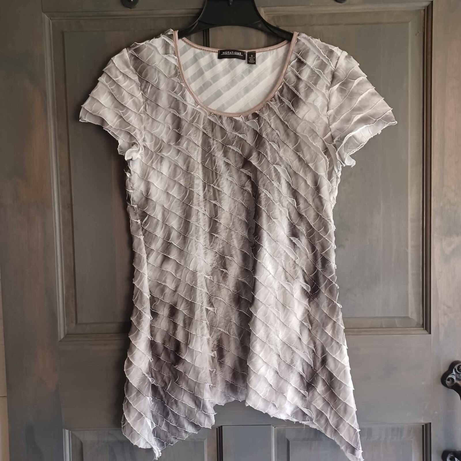 Notation Size Small Gray Short Sleeve Ruffled Blo… - image 1