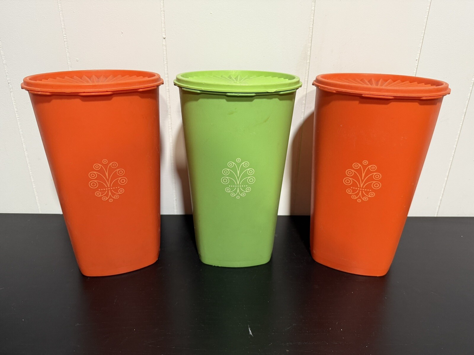 Vintage Tupperware #1222 Orange Servalier Canister with #808 seal VGC