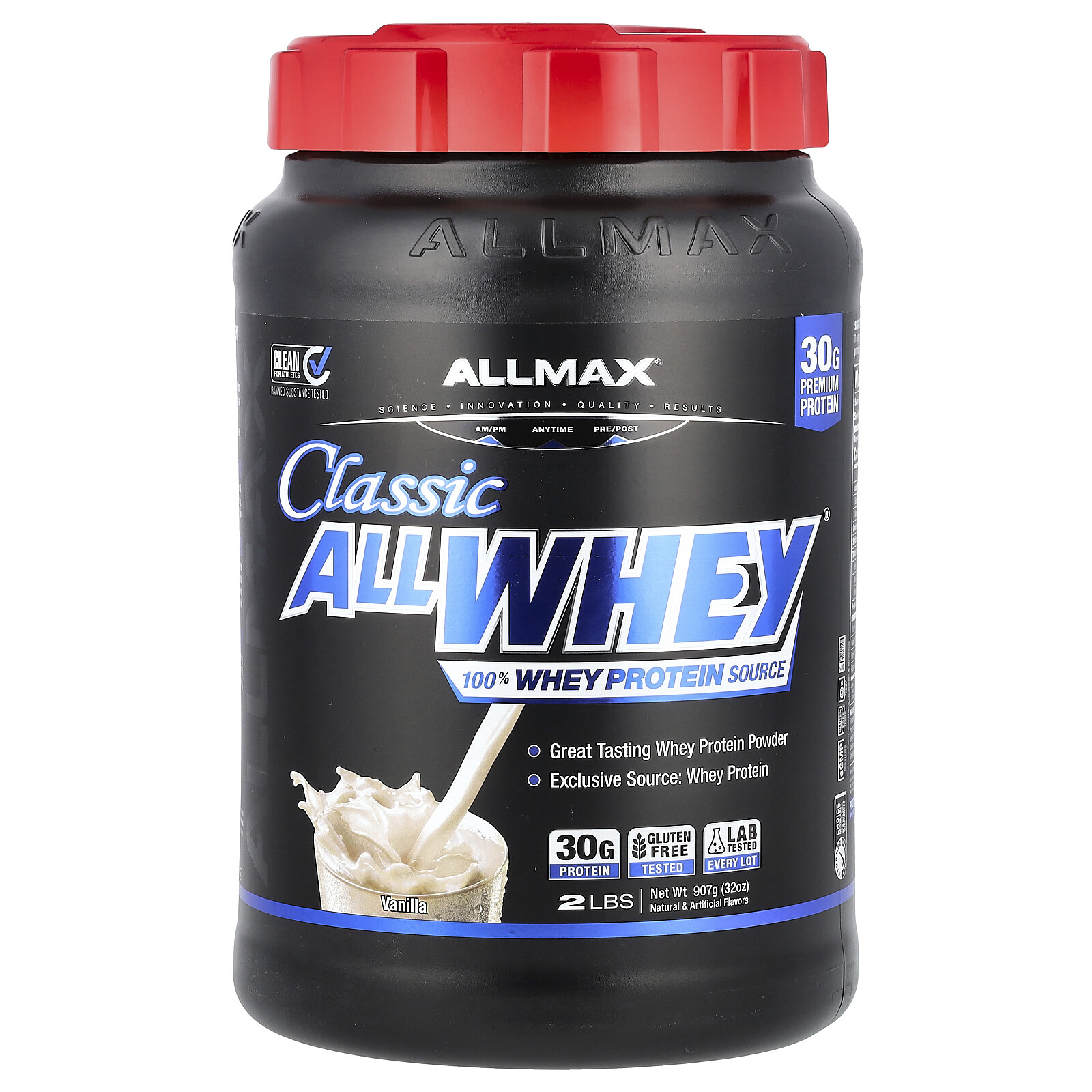 Классический AllWhey, 100% источник сывороточного протеина, ваниль, 2 фунта (907 г)