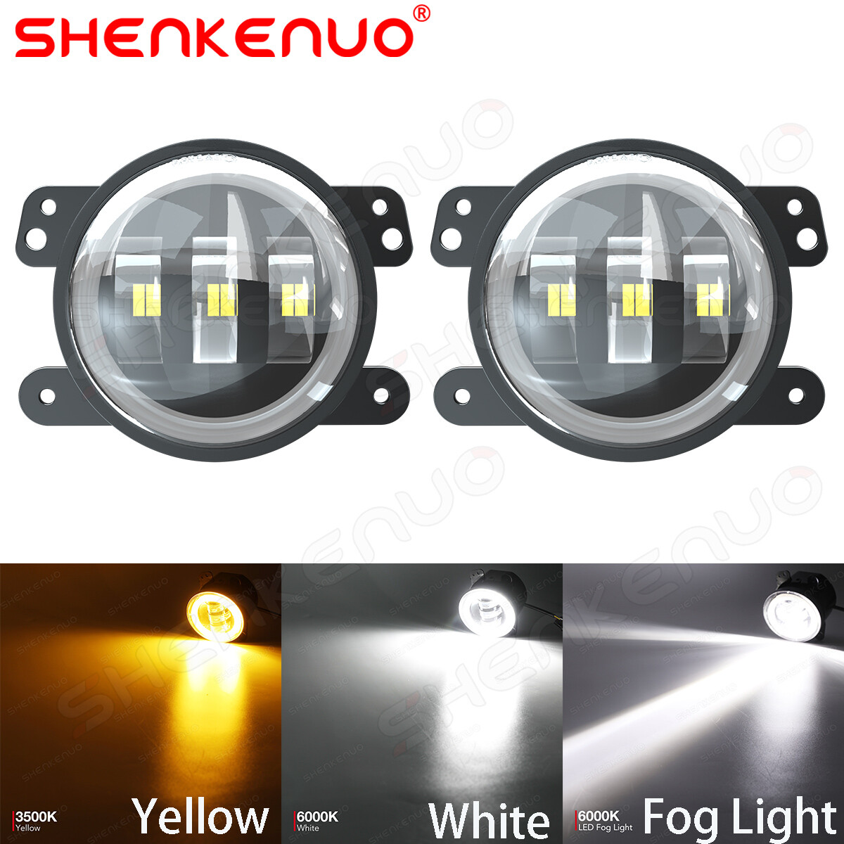 Par De Luces Antiniebla LED Redondas 4 Pulgadas Para GMC Sierra 1500/2500/3500 2007-2013 - 6000K, 12V, Garantía 1 Año