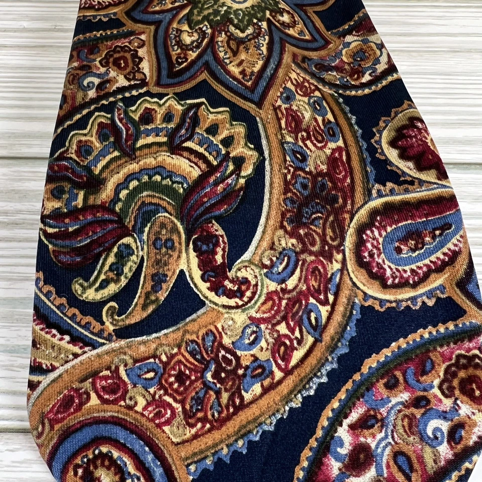 Corbata de Seda KENNETH ROBERTS Hecha en Italia Paisley Multicolor Profesional Foto 3 de 4