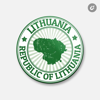 Lithuania Map Grunge | 4'' X 4'' Round Decorative Magnet
