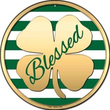 Blessed Round Circular Novelty Metal Sign 12" Home Garage Wall Decor